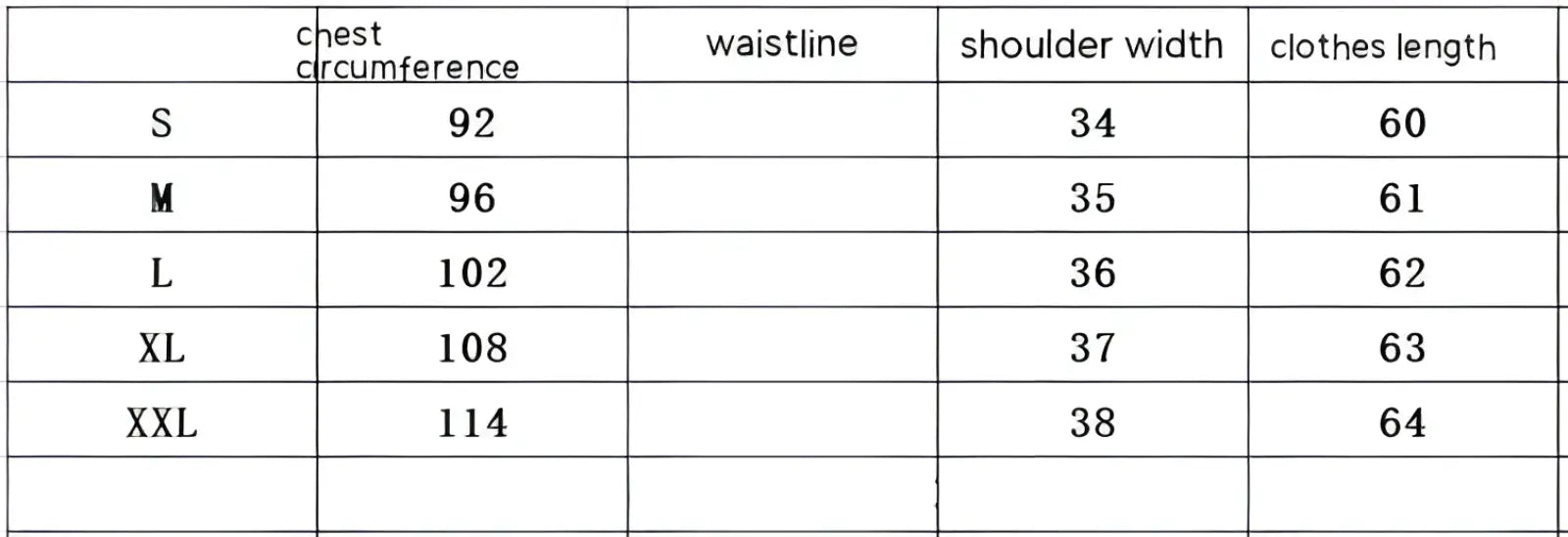 Size chart displaying chest, waist, shoulder, and length measurements in centimeters for retro ruffled bowknot blouse sizes s to xxl