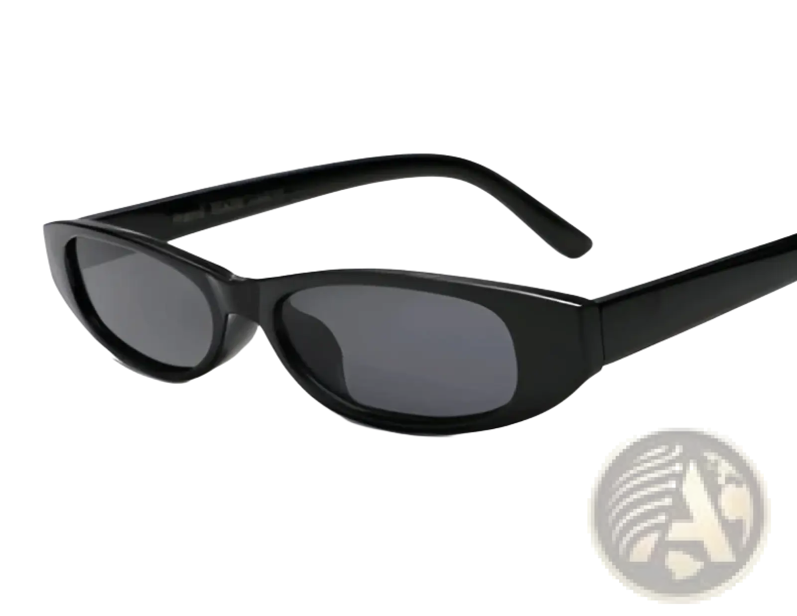 Black oval-shaped retro small frame cat eye uv400 sunglasses with dark gray lenses and minimalist design