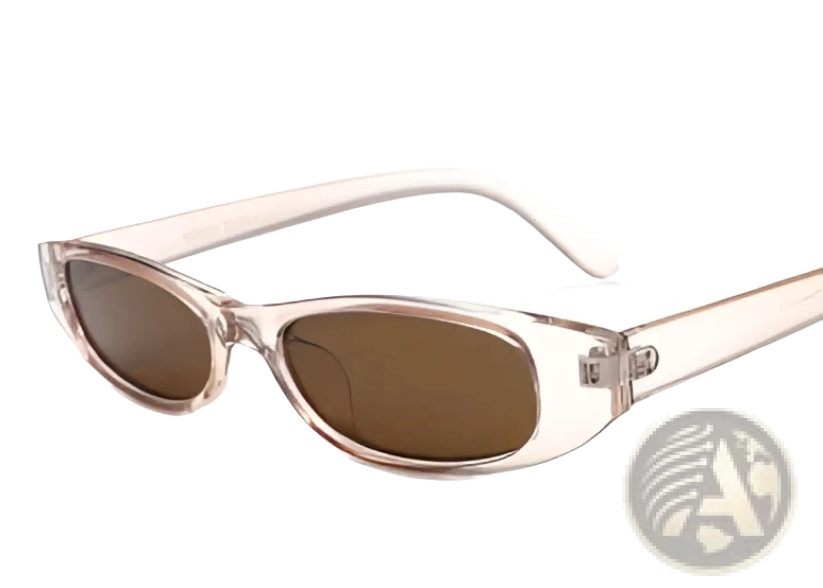 Retro small frame cat eye uv400 fashion sunglasses in clear acetate with brown lenses and minimalist design