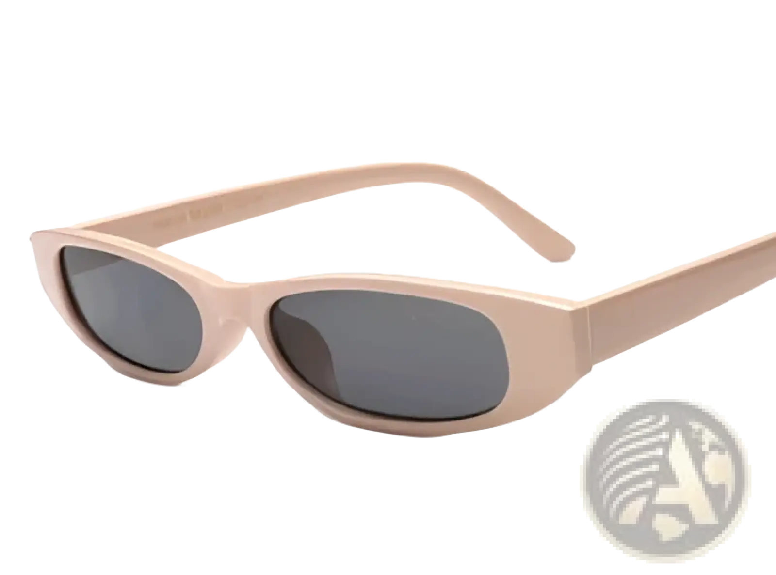 Beige retro small frame cat eye uv400 sunglasses with dark gray lenses for fashion and sun protection