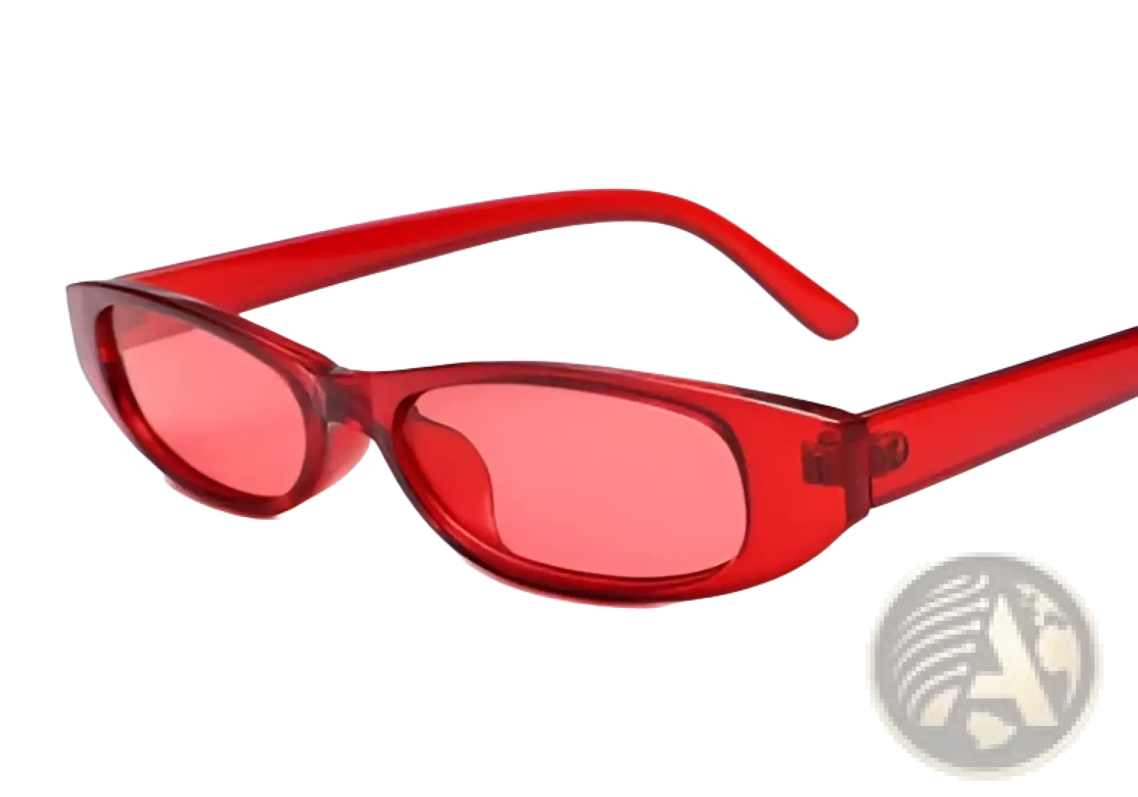 Retro small frame cat eye uv400 fashion sunglasses in red translucent plastic with a sleek modern design