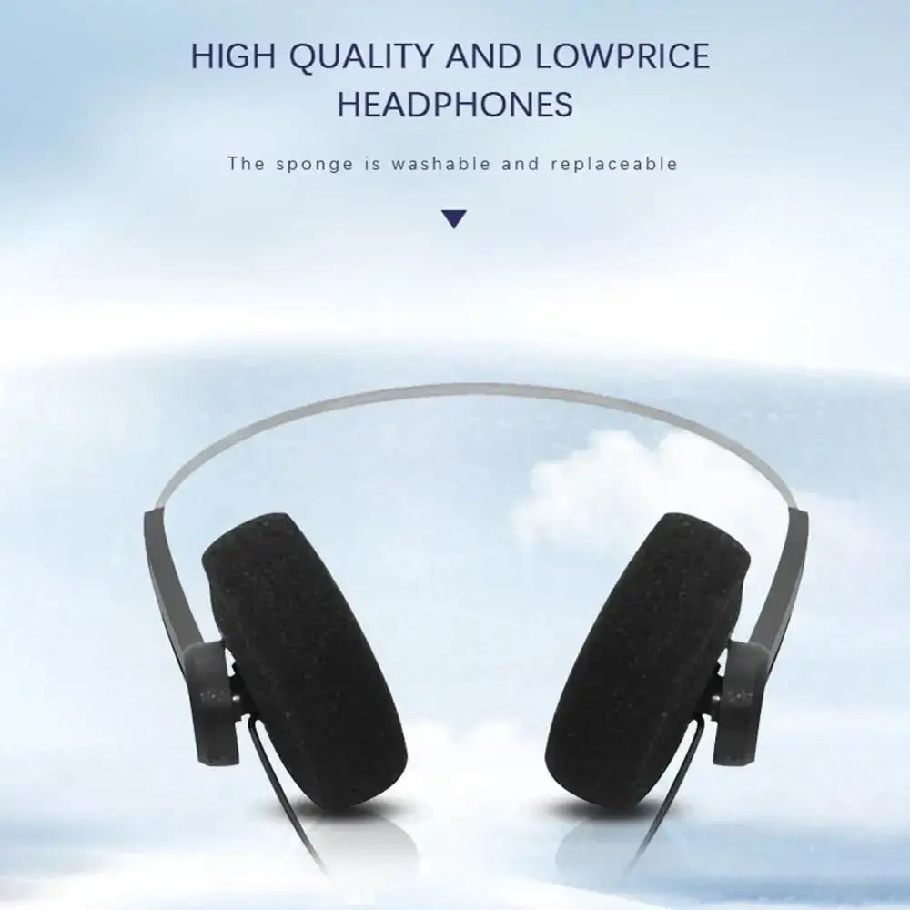 Retro small wired headphones black over-ear with sleek minimalist design and replaceable foam ear cushions small headphones