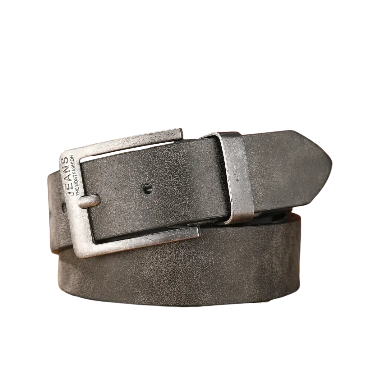 Retro western pu leather belt unisex gray distressed with silver metal buckle featuring jeans the most fashion branding