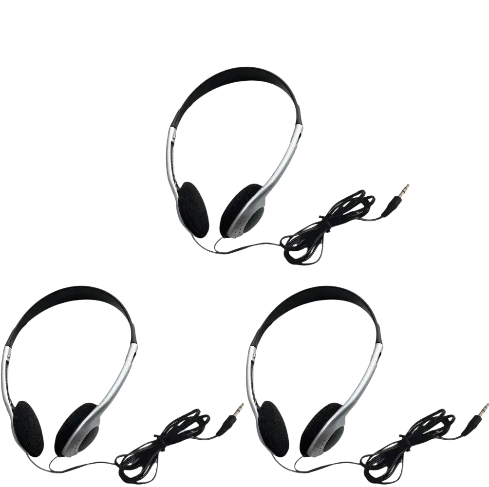 Retro wired over-ear headphones in black and silver with a coiled cable for classic audio use