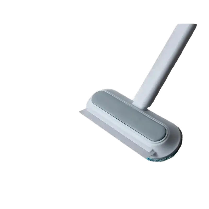 White and gray reusable pet hair remover with a sticky surface and ergonomic handle for furniture and carpets cleaning
