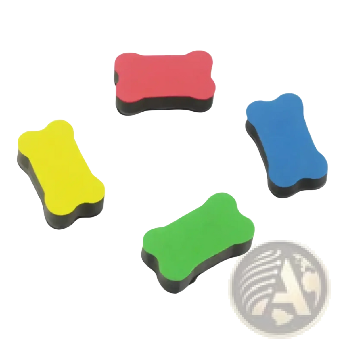 Bright red bone-shaped magnet with black base for reusable tracing workbook for kids organization and use