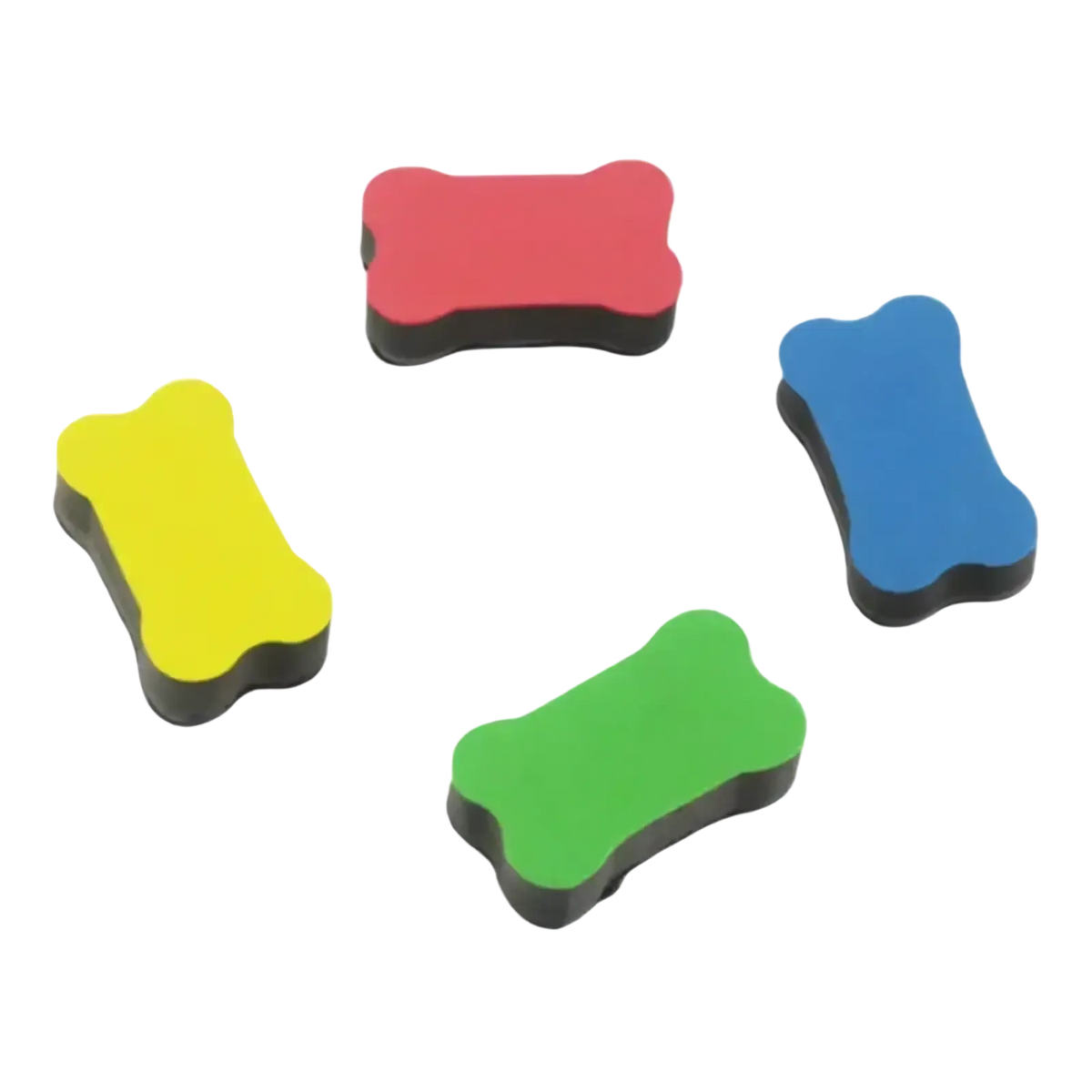 Bright red bone-shaped magnet with black base for reusable tracing workbook for kids organization and use