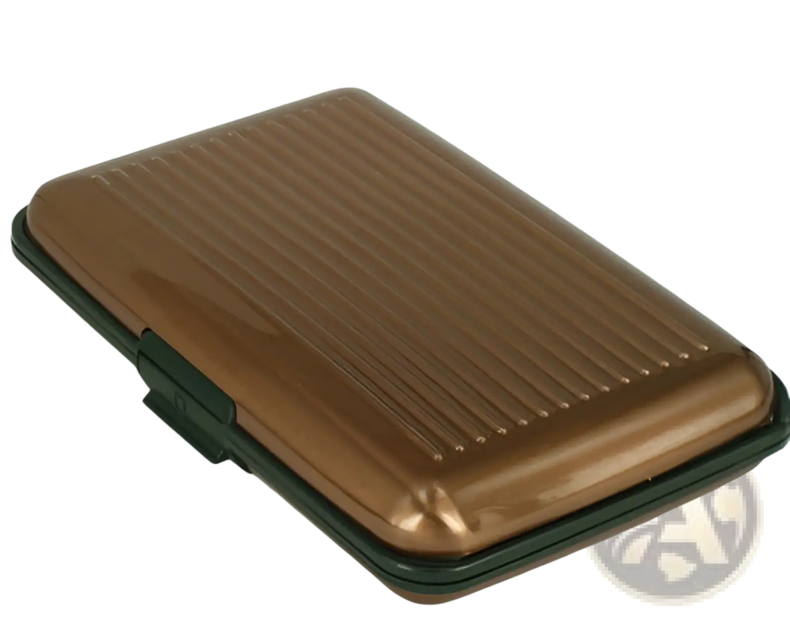 Bronze-colored rfid blocking aluminum alloy ribbed card holder case with black plastic trim