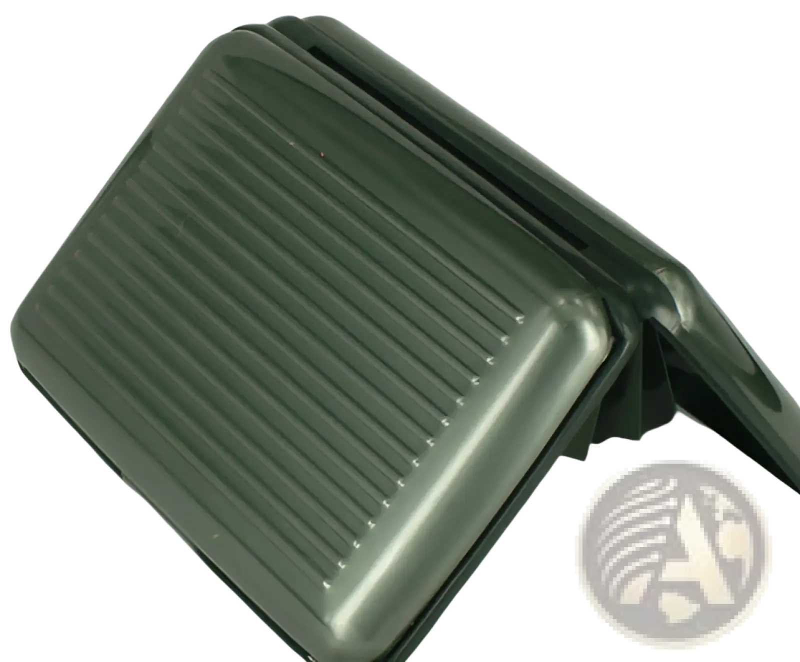 Dark green ribbed aluminum alloy rfid blocking card holder case with hinged design for secure card storage