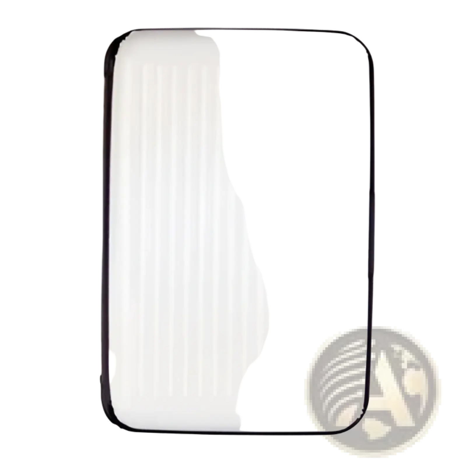 White rectangular rfid blocking aluminum alloy ribbed card holder case with black border and vertical ridges