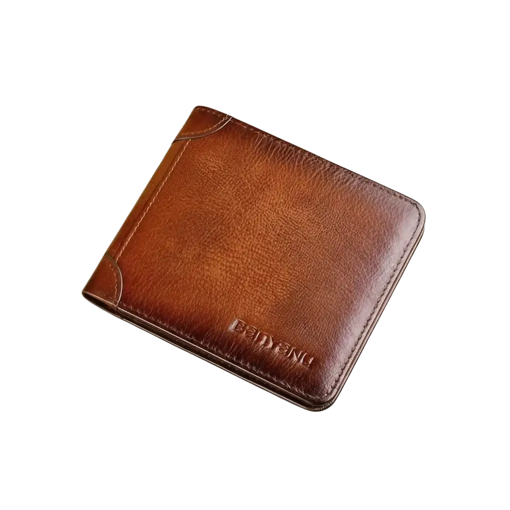 Rfid leather bifold wallet for men in rich brown with subtle gradient finish and precise stitching on edges