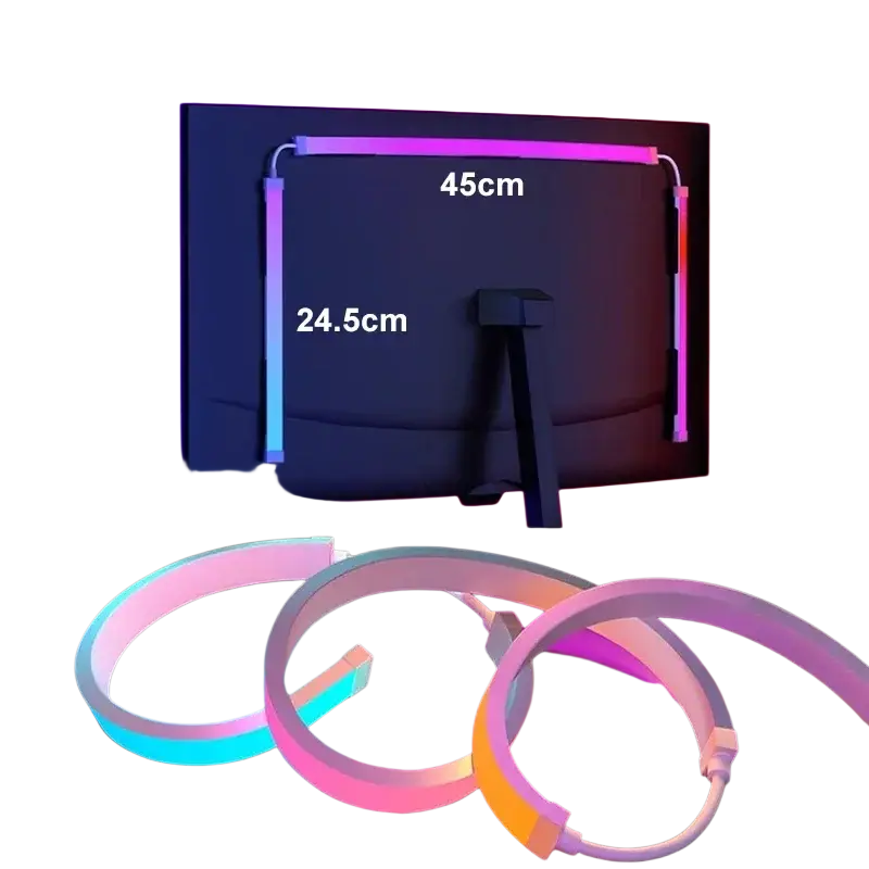 Rgb led strip for pc screen ambilight sync featuring a 24-inch flexible light strip with colorful illumination in white casing