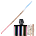 Rgb metal lightsaber 2-in-1 led laser sword toy with gold-colored led blade, textured grip, and multiple color options