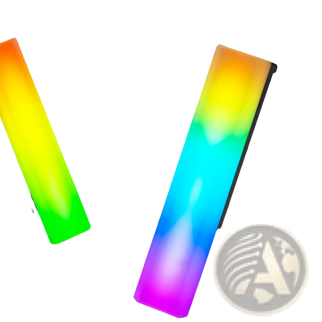 Rgb rhythm light bar voice activated gaming lamp with rainbow-colored rectangular led sticks and sleek plastic body