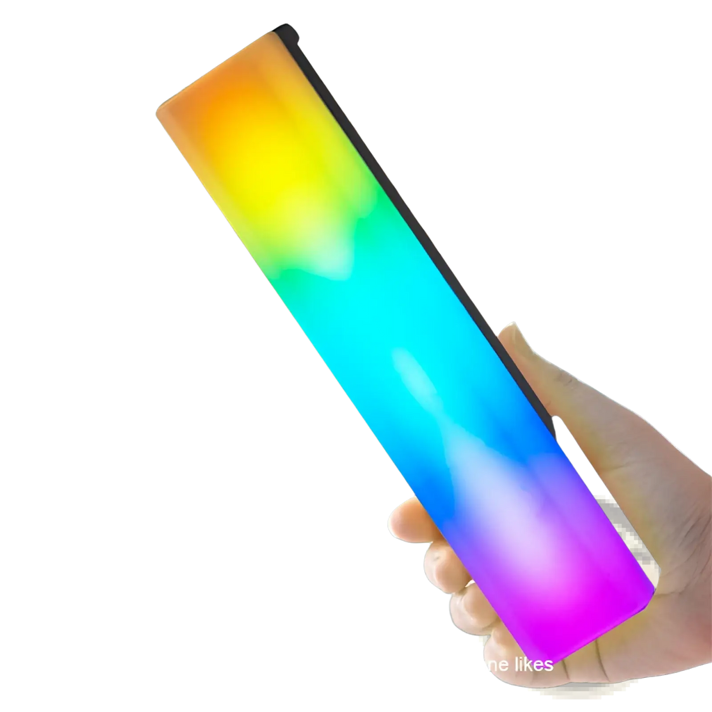 A sleek rectangular rgb rhythm light bar with vibrant orange to purple gradient and voice-activated gaming lamp design