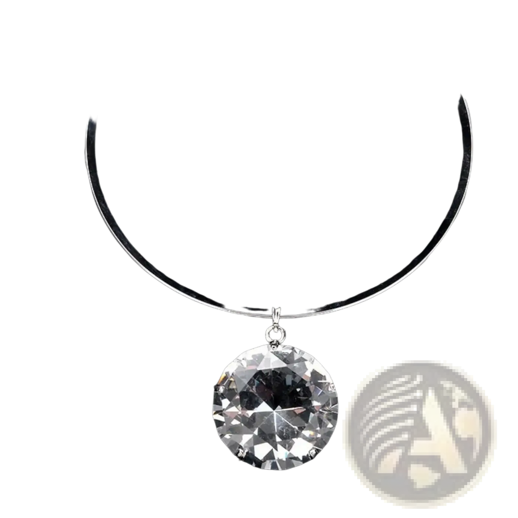 A rhinestone crystal choker necklace featuring a sparkling clear crystal pendant on a sleek silver band for party wear