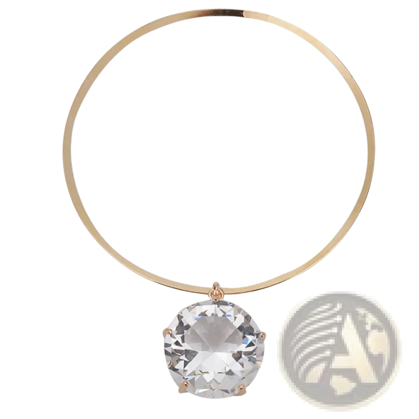 A sleek rose gold rhinestone crystal choker necklace with a faceted clear pendant for party jewelry