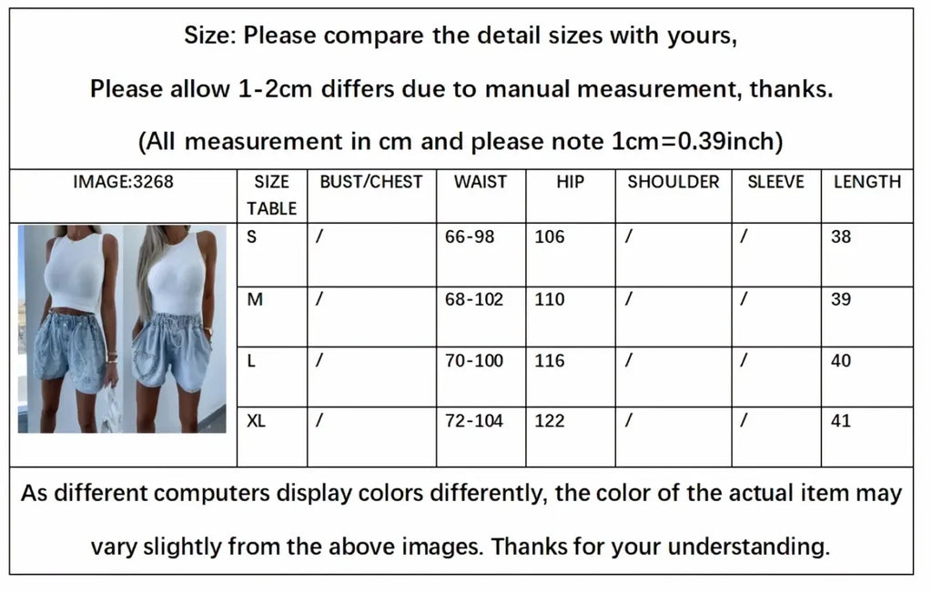 White sleeveless top paired with light blue rhinestone y2k denim shorts for a stylish casual look