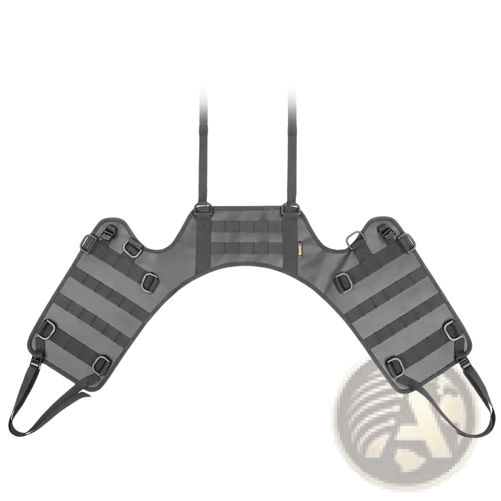 Gray Rhinowalk motorcycle saddle bag mounting base tactical harness with adjustable straps and multiple attachment points