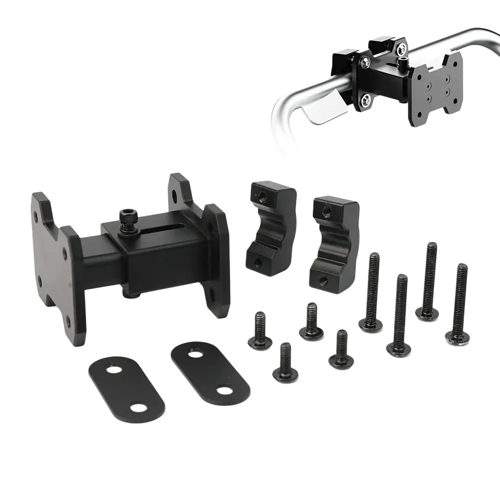 Black metal rhinowalk motorcycle side bag rack extender handlebar mount kit with brackets screws and plates