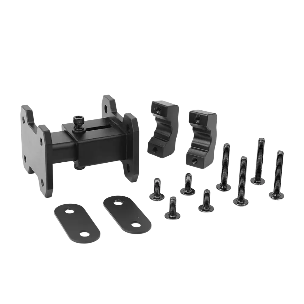 Black metal mounting bracket kit with screws and plates for rhinowalk motorcycle side bag rack extender