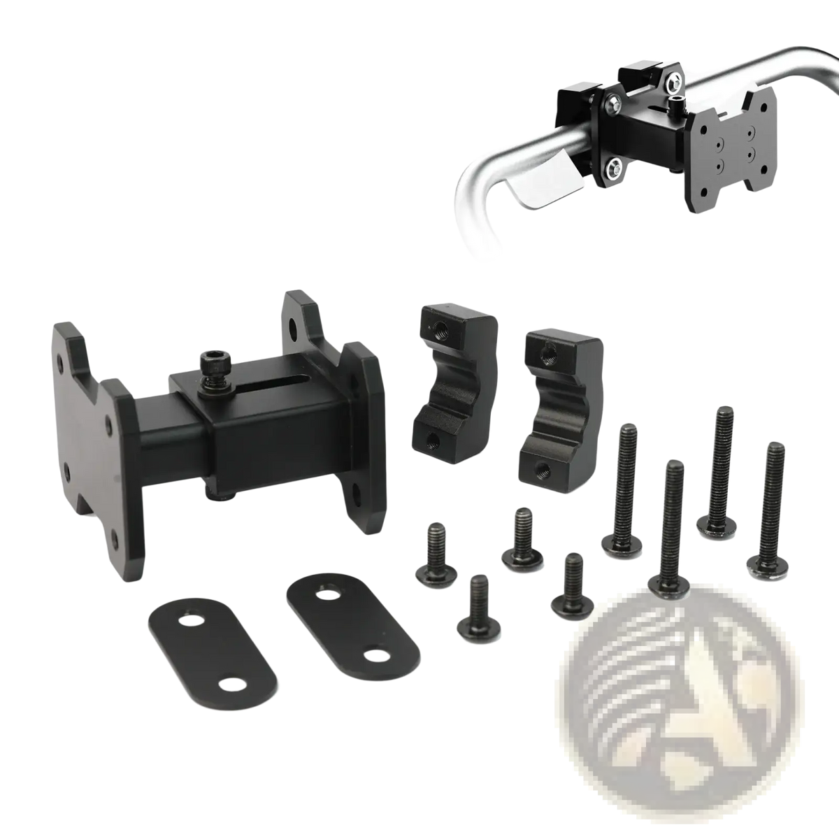 Black rhinowalk motorcycle handlebar mount kit with adjustable clamps and hardware for mjx2004 side rack extender