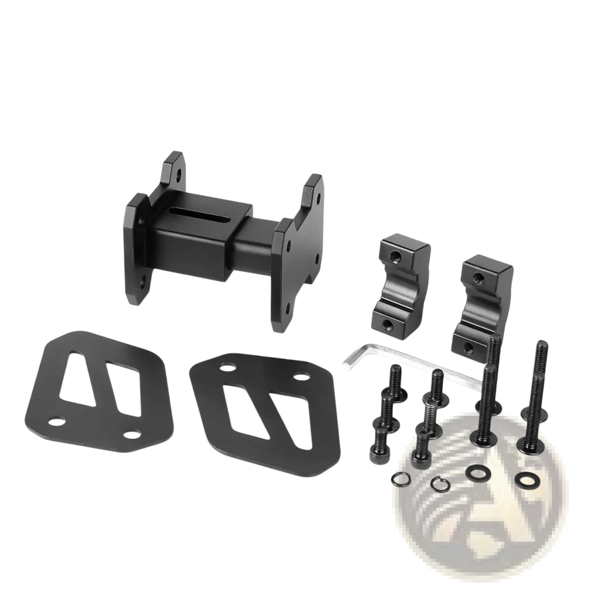 Black metal mount kit with screws washers and brackets for rhinowalk motorcycle side rack extender mjx2004 installation