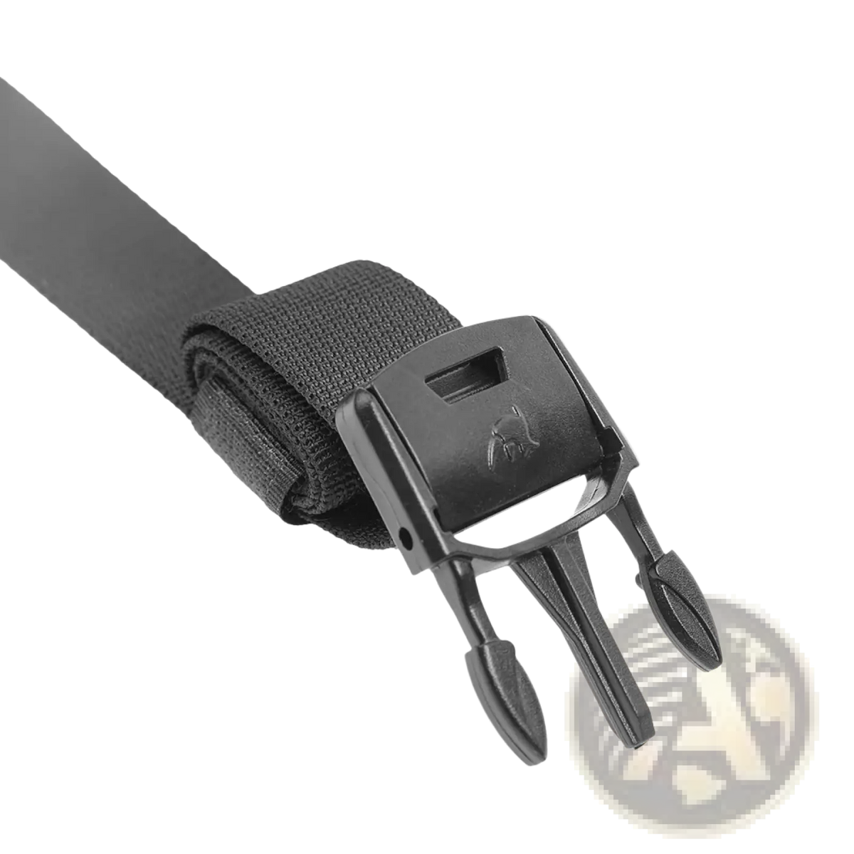 Black nylon motorcycle strap with durable plastic buckle featuring rhinowalk brand logo for mt series bags