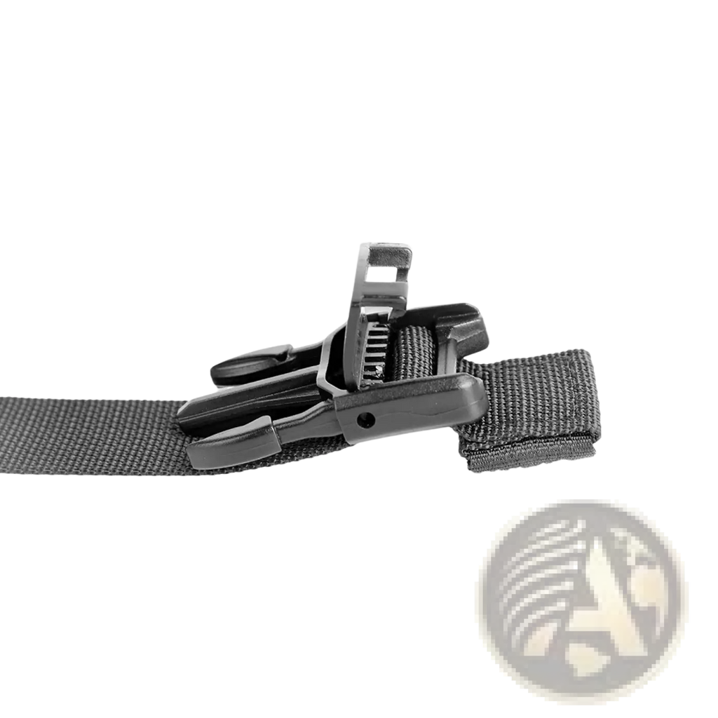 Black nylon webbing rhinowalk motorcycle strap with black plastic ratcheting buckle for mt series bags