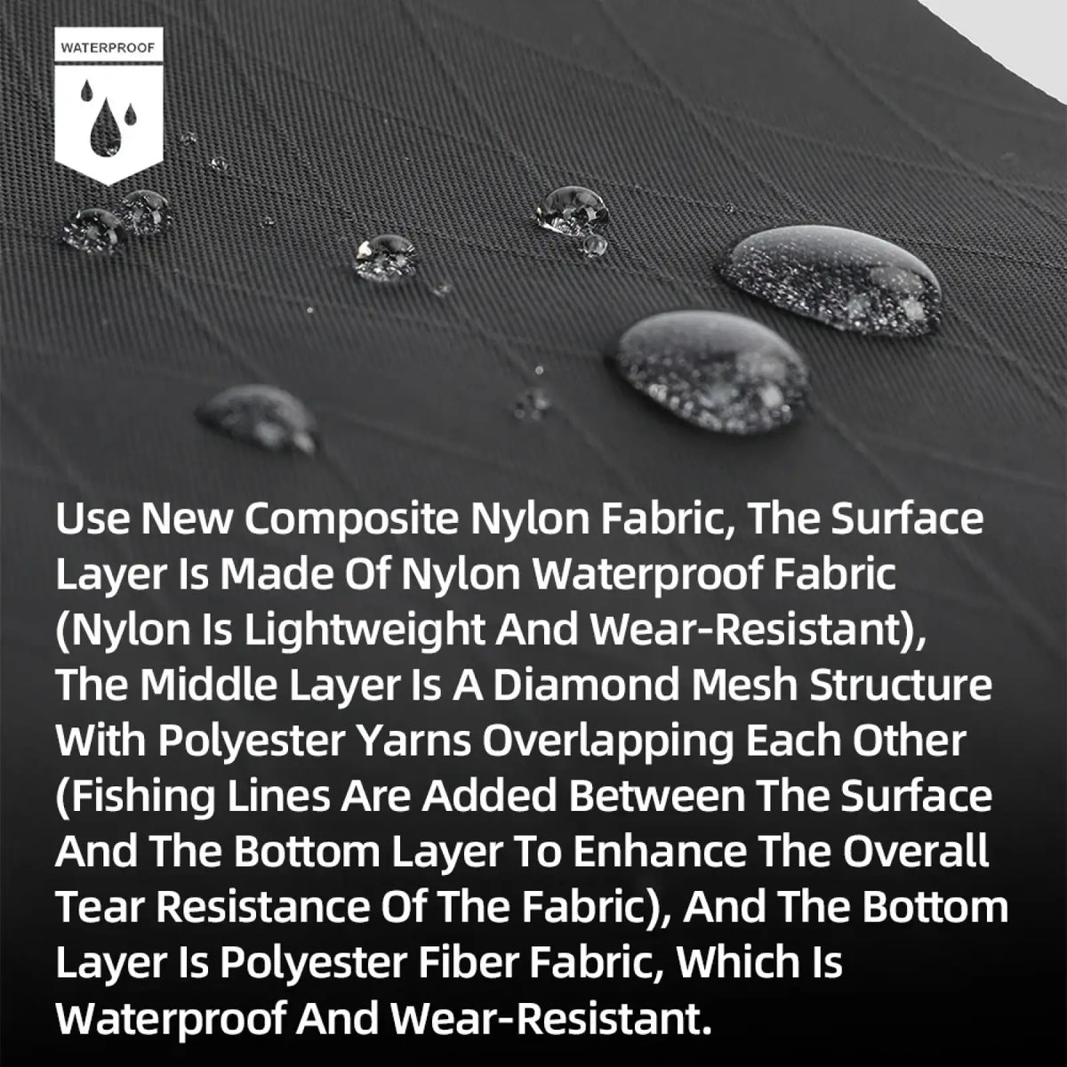 Black composite nylon rhinowalk waterproof bike frame bag with diamond mesh tear-resistant middle layer and polyester bottom layer