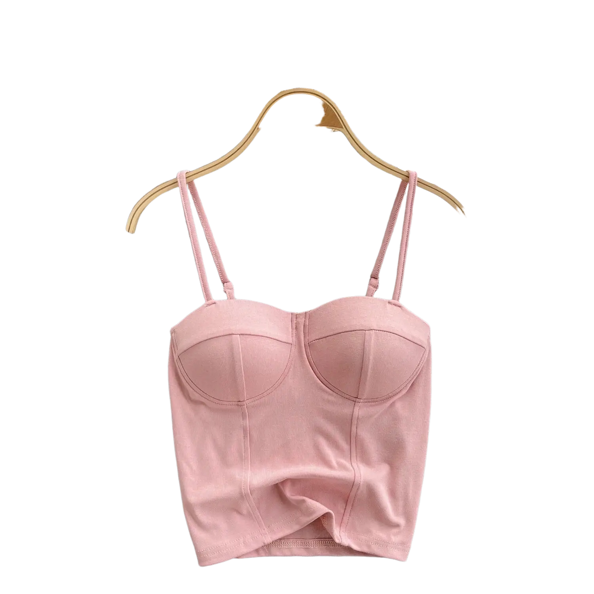 Pink ribbed corset tank top for women with a strapless structured sweetheart neckline perfect for summer crop styling