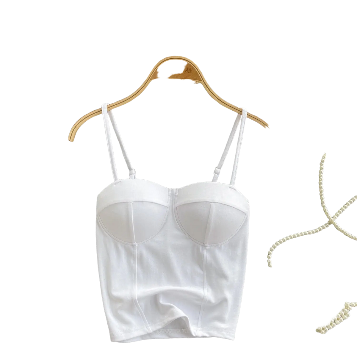 White strapless ribbed corset tank top with structured padded bust and smooth fabric for sexy summer wear