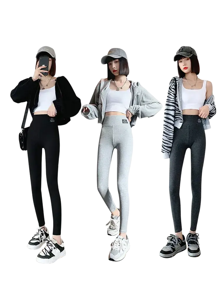 Ribbed high waist workout leggings in black light gray and dark gray made from sleek form-fitting stretch fabric