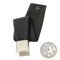 Dark gray ribbed high waist workout leggings with plush cream fleece lining at the cuffs for added warmth