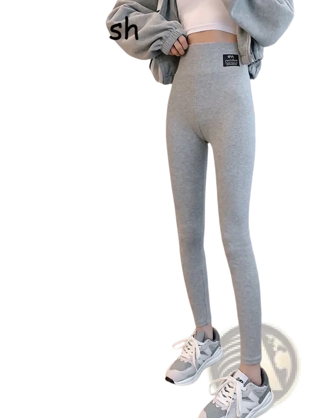 Gray heathered ribbed high waist workout leggings with a snug form-fitting design for activewear use