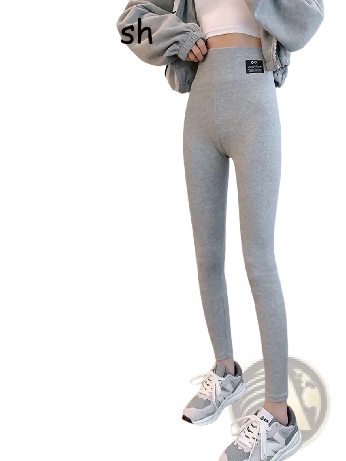 Gray heathered ribbed high waist workout leggings with a snug form-fitting design for activewear use