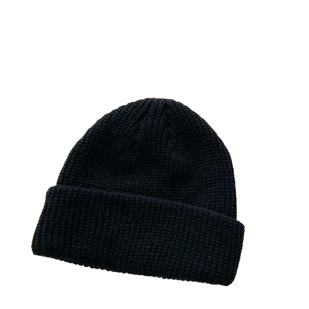 Black ribbed knit winter beanie with folded cuff warm unisex knit winter beanie hat for cold weather
