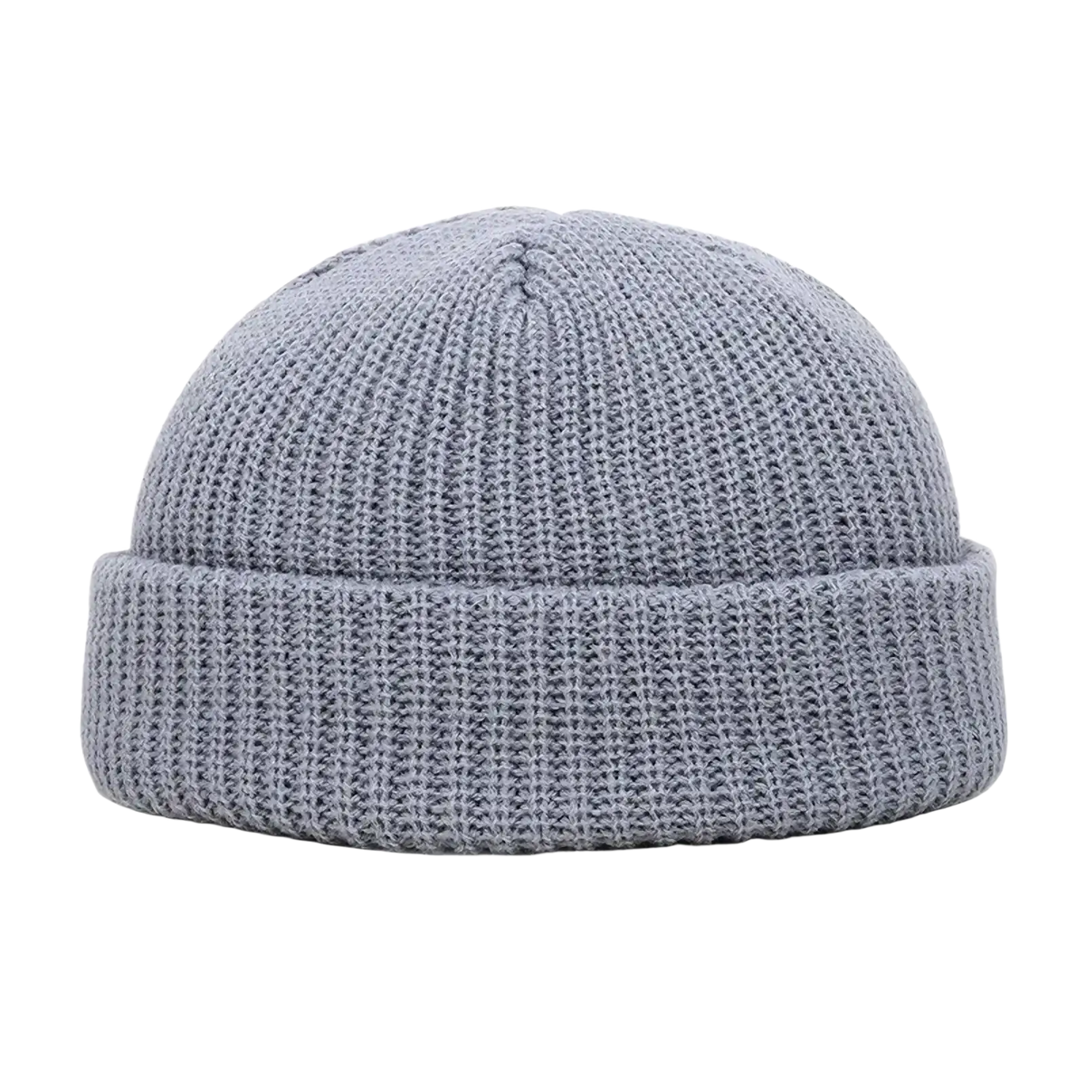 Soft light gray ribbed knit winter beanie hat with folded cuff warm knit winter beanie for unisex use
