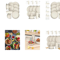 Beige ribbed plastic dinnerware set with matching plates bowls cups and utensils for camping and home use