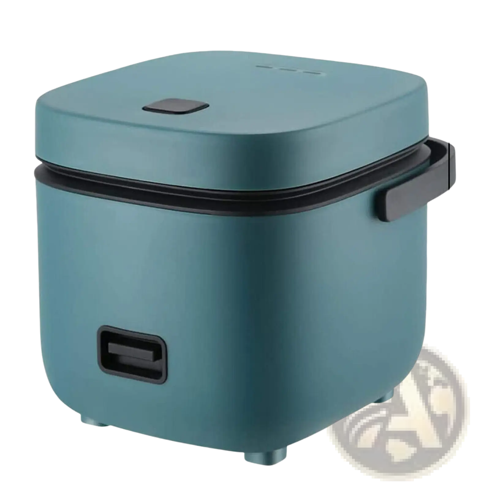 Teal compact electric rice cooker 1.2l with matte finish black accents nonstick liner and electric steamer function