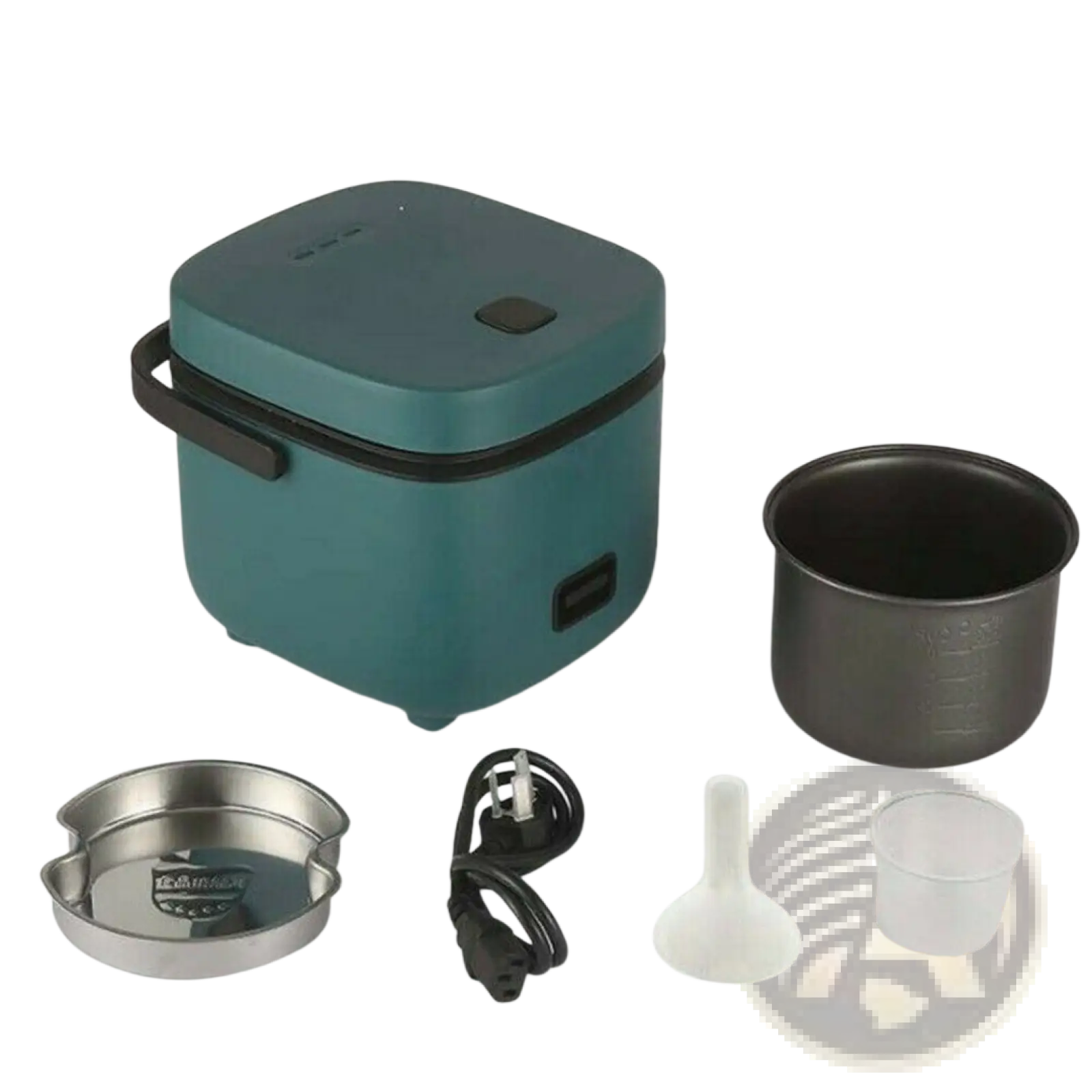 Teal electric rice cooker 1.2l with black handle control panel and nonstick liner for steaming and cooking rice