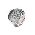Silver-toned ring watch with white dial gold-tone hands and textured metallic band unisex quartz finger jewelry gift
