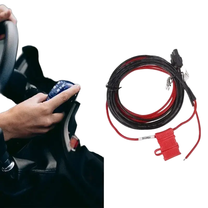 Red and black rkn4152a power cord with red fuse holder and connectors for motorola intercom devices