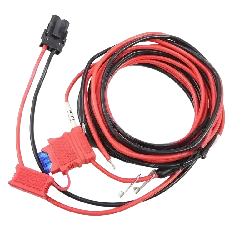 Red and black coiled rkn4152a power cord with molded connectors for Motorola intercom devices