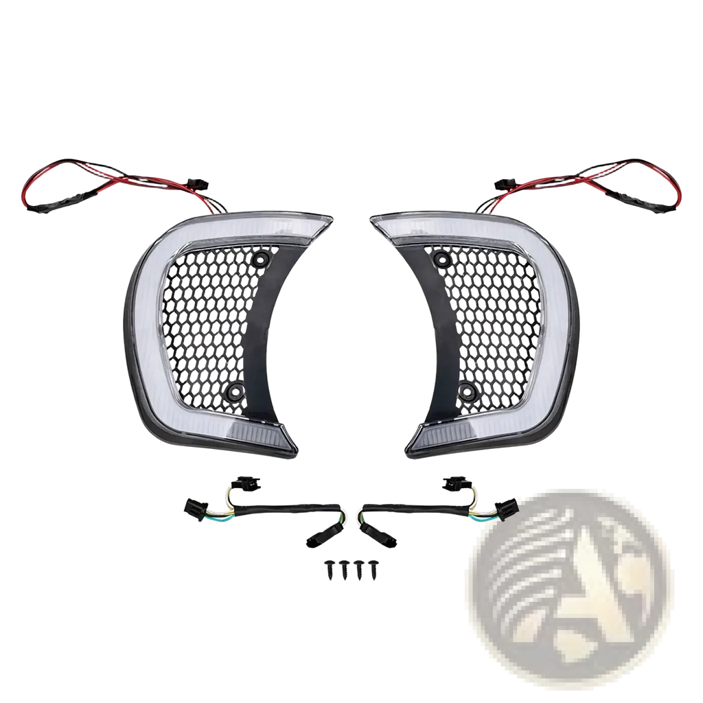Black and clear led tail light assemblies with honeycomb mesh design for Road Glide led headlight vent accents 2015-2024