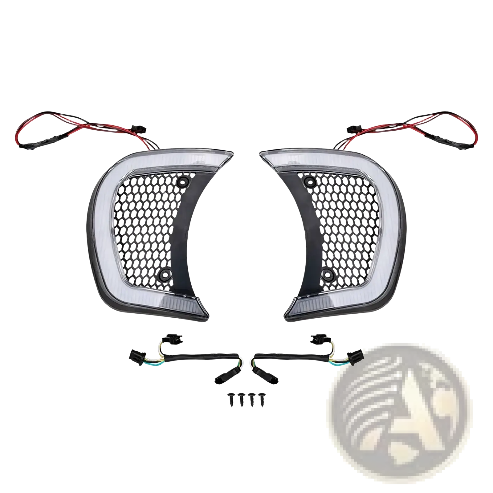 Black and clear led tail light assemblies with honeycomb mesh design for Road Glide led headlight vent accents 2015-2024