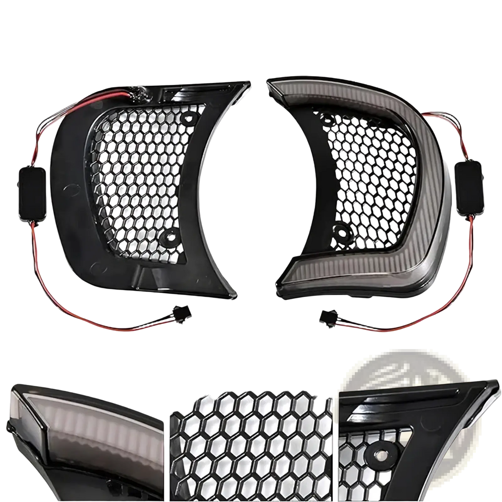 Road glide led headlight vent accents 2015-2024 black led light strips with honeycomb aluminum mesh and pp housing for automotive use