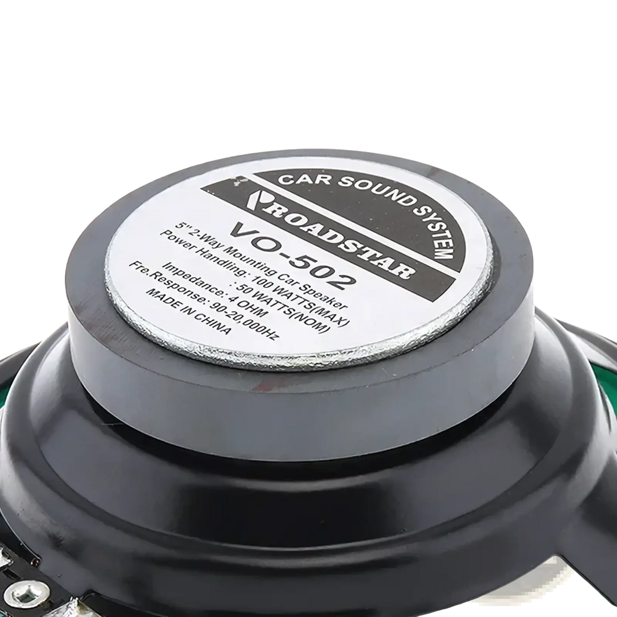 Black roadstar vo-502 5.25 inch coaxial car speaker with silver label and magnetic steel cone for universal audio stereo