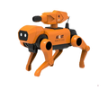 Orange and black aeigot simulated robot dog with turret-mounted camera for interactive voice control smart toy use