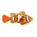 Transparent orange and white striped plastic robotic fish with black accents photosensitive swimming clownfish bath toy